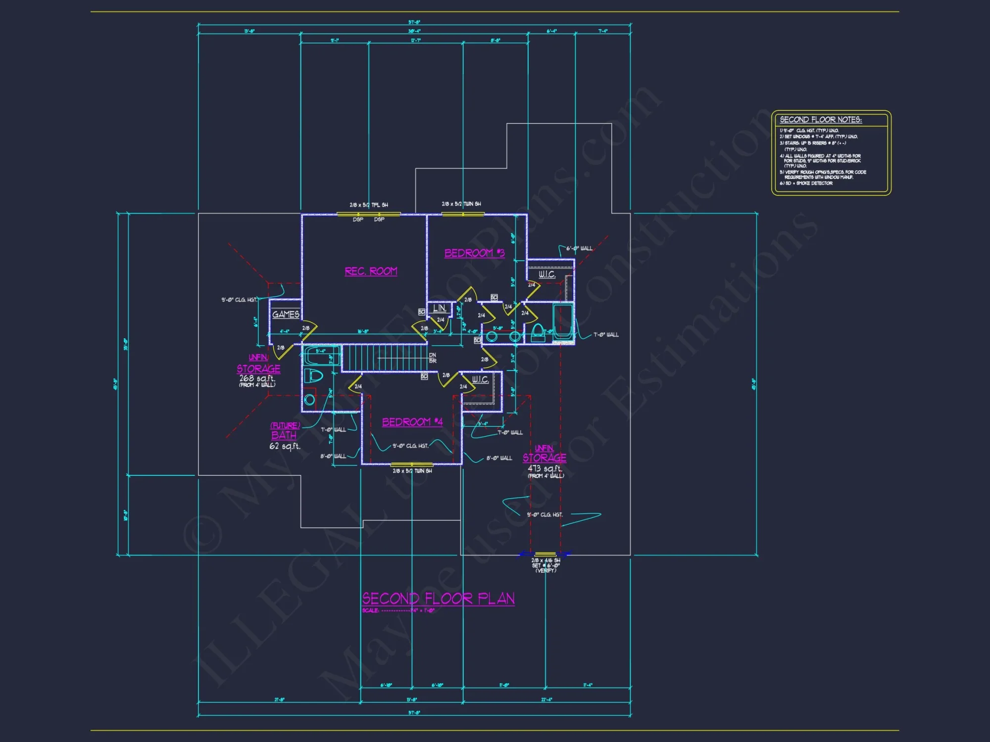 Elegant house Floor Plan with 2-Story Design & CAD Blueprint