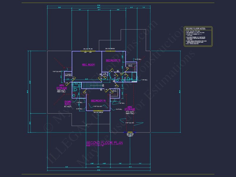 Elegant house Floor Plan with 2-Story Design & CAD Blueprint