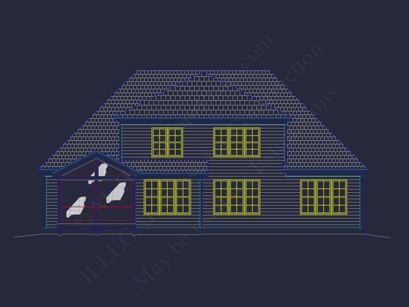 Elegant house Floor Plan with 2-Story Design & CAD Blueprint
