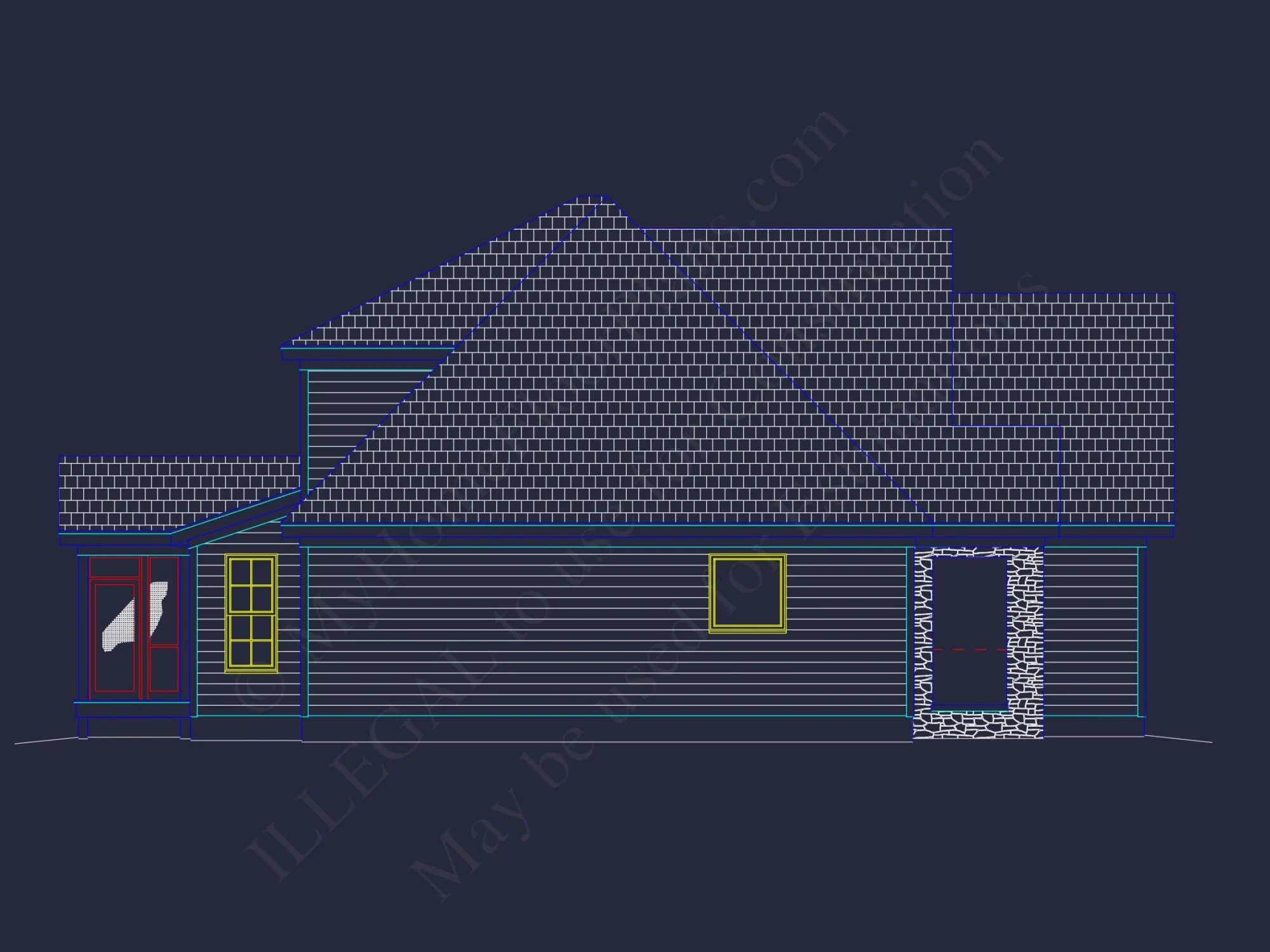 Elegant house Floor Plan with 2-Story Design & CAD Blueprint