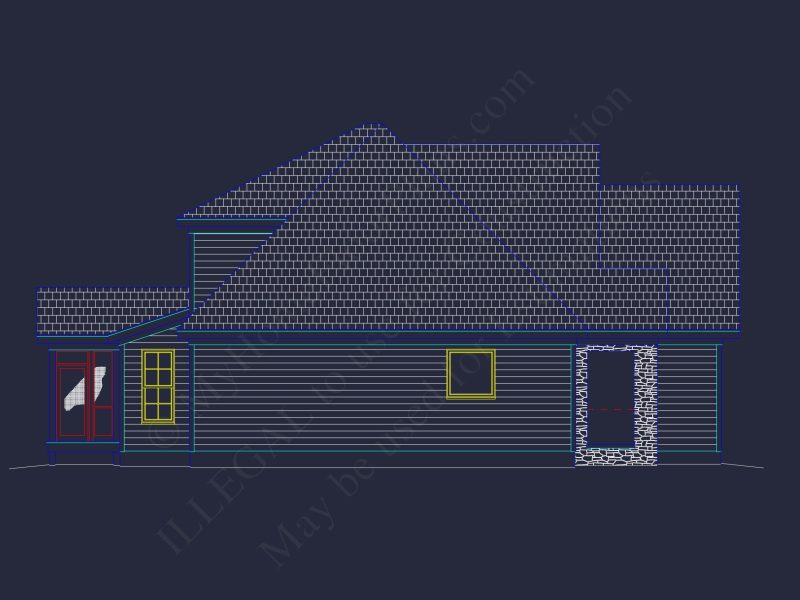 Elegant house Floor Plan with 2-Story Design & CAD Blueprint