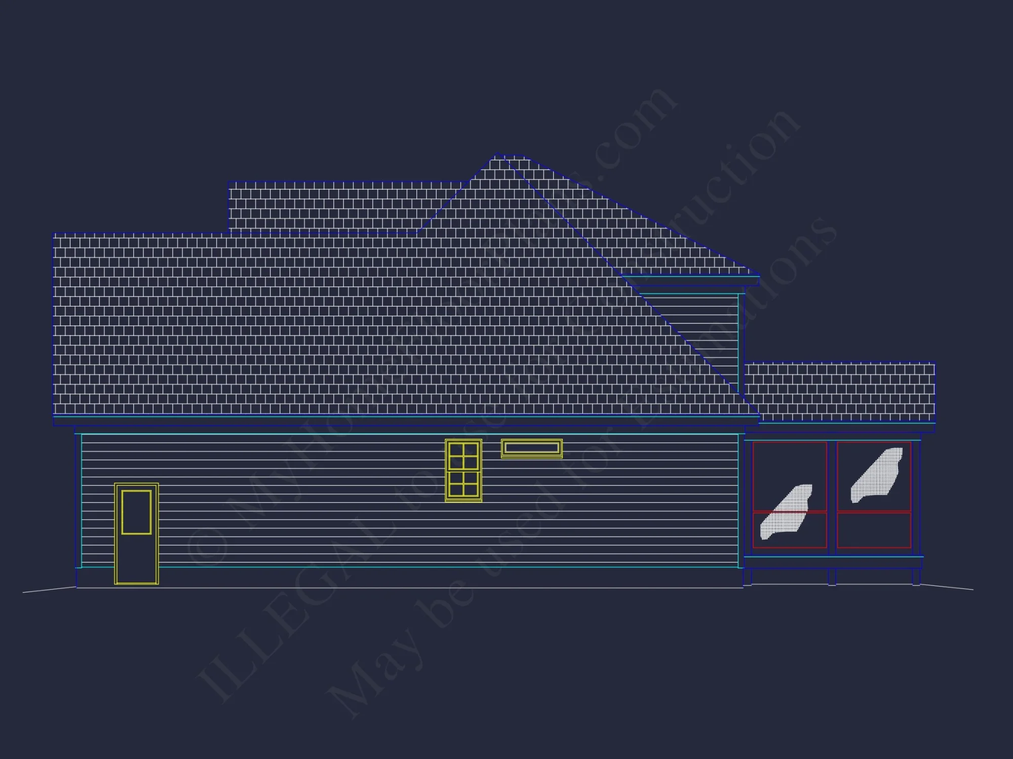 Elegant house Floor Plan with 2-Story Design & CAD Blueprint