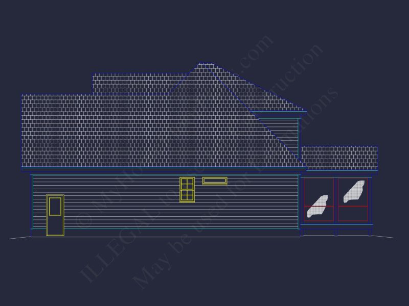 Elegant house Floor Plan with 2-Story Design & CAD Blueprint