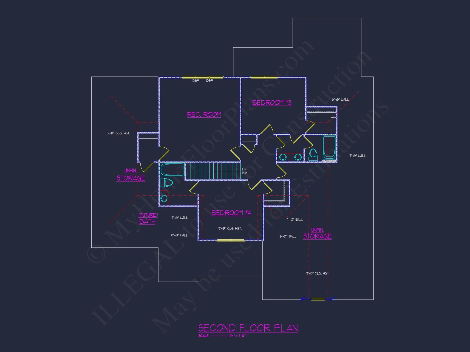 Elegant house Floor Plan with 2-Story Design & CAD Blueprint