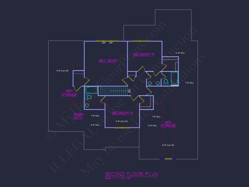 Elegant house Floor Plan with 2-Story Design & CAD Blueprint