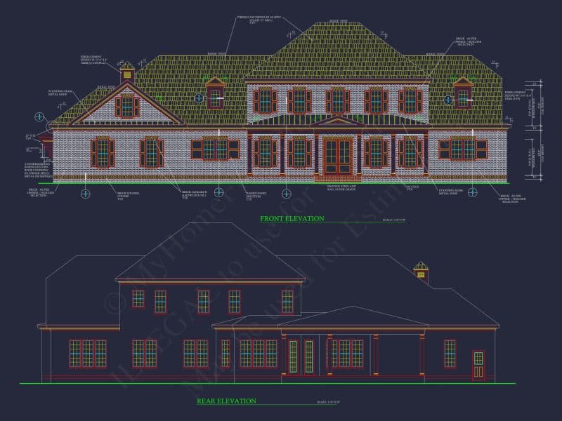 Elegant house Floor Plan with 4 Bedrooms: CAD Designs & Blueprints