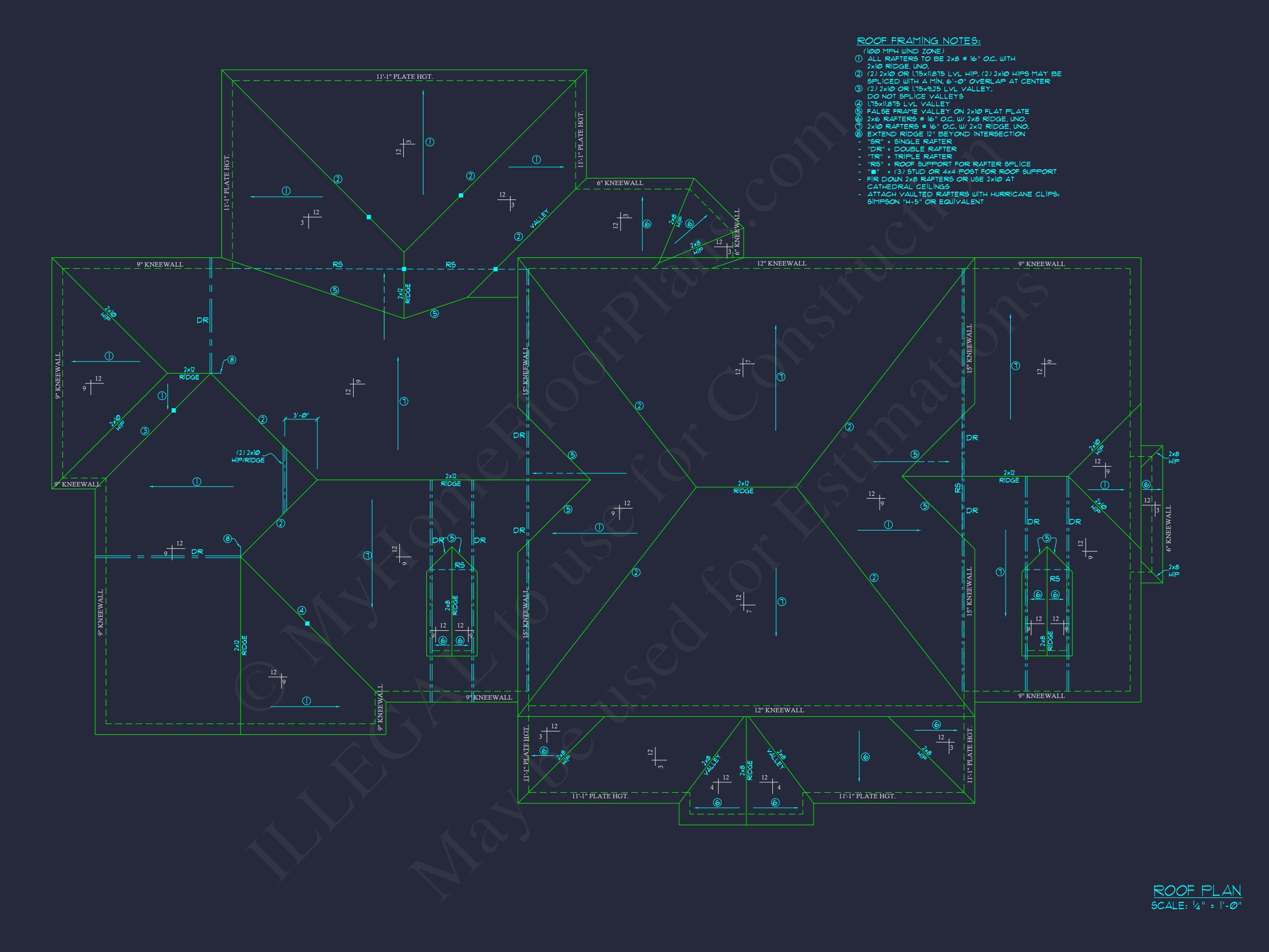 Elegant Home Floor Plan with 4 Bedrooms: CAD Designs & Blueprints