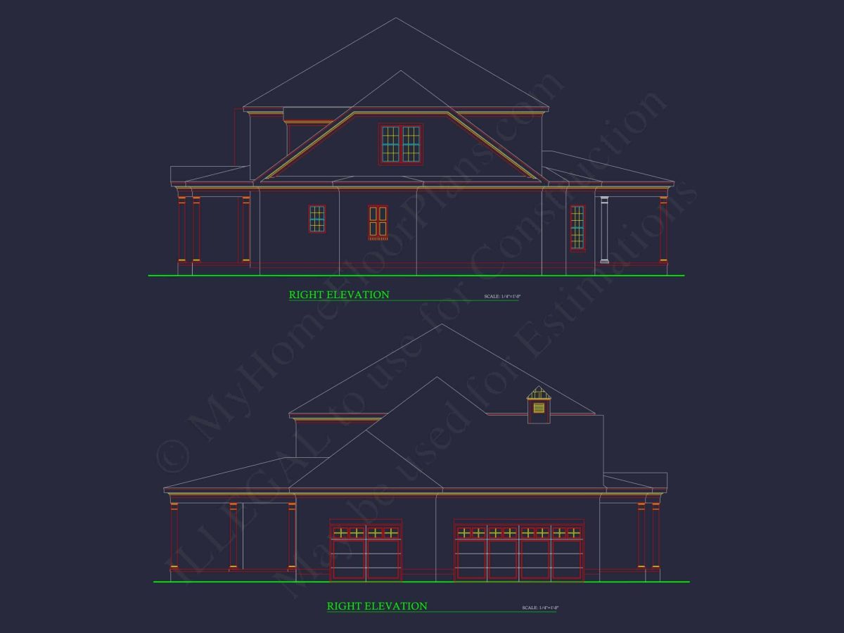 Elegant house Floor Plan with 4 Bedrooms: CAD Designs & Blueprints