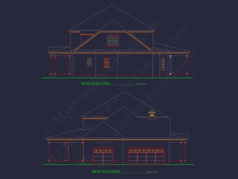 Elegant house Floor Plan with 4 Bedrooms: CAD Designs & Blueprints