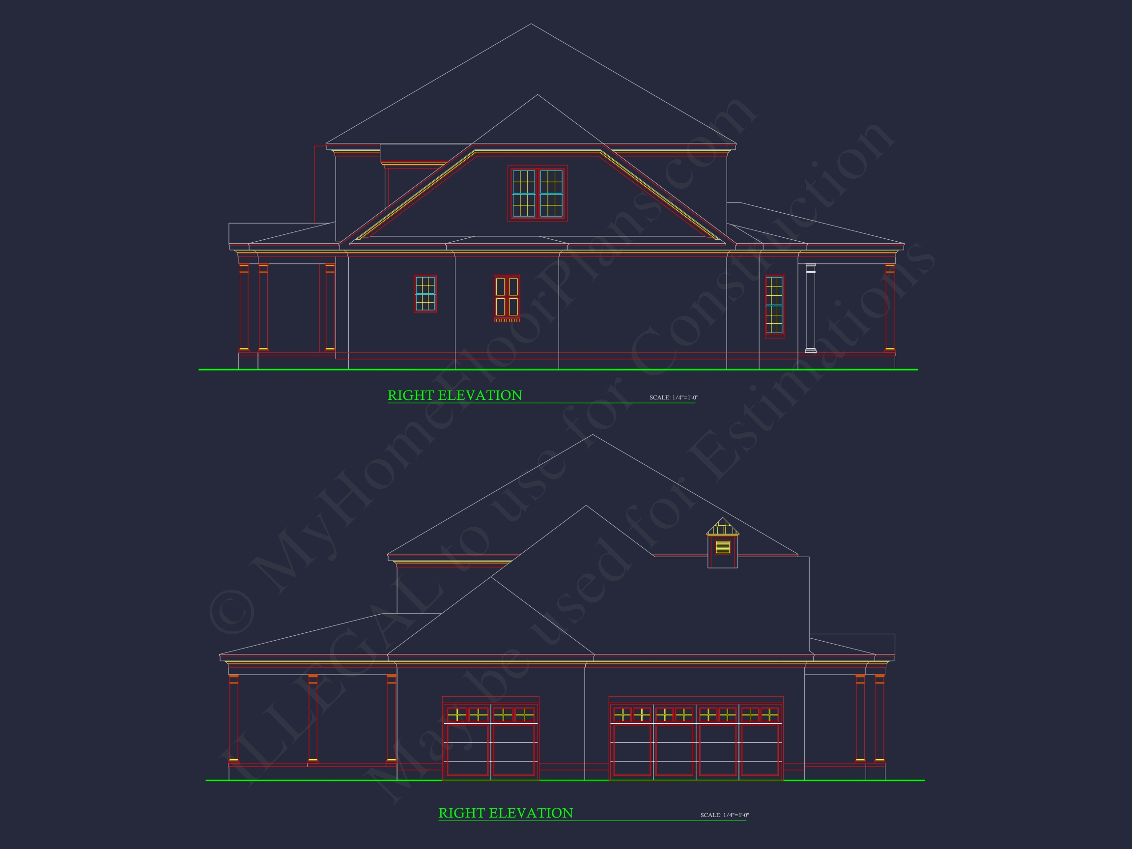 Elegant Home Floor Plan with 4 Bedrooms: CAD Designs & Blueprints