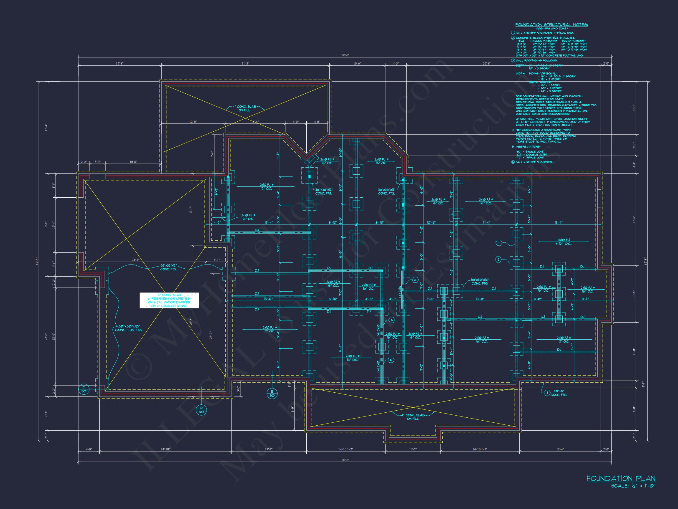 Elegant Home Floor Plan with 4 Bedrooms: CAD Designs & Blueprints