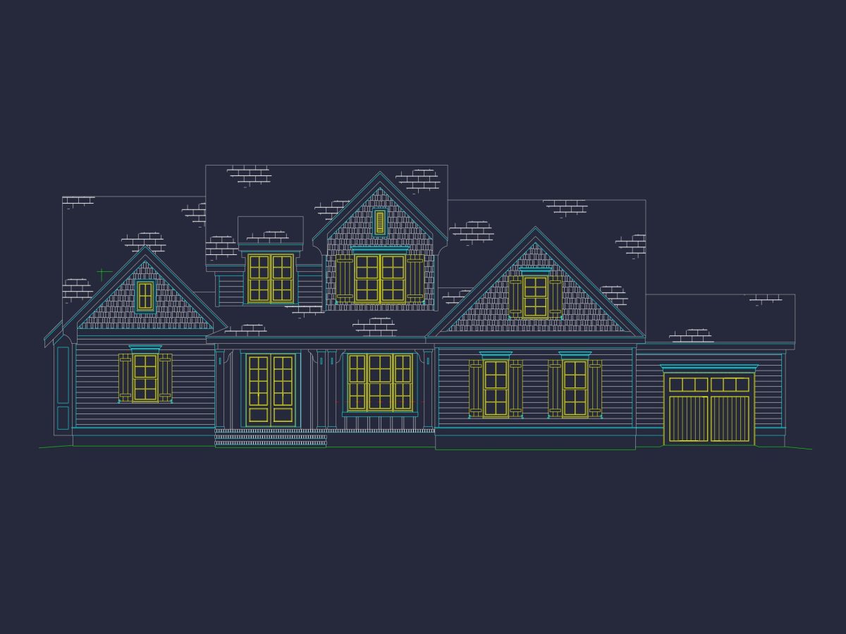 Elegant house Floor Plan with 4 Beds, 5 Baths, & CAD Designs