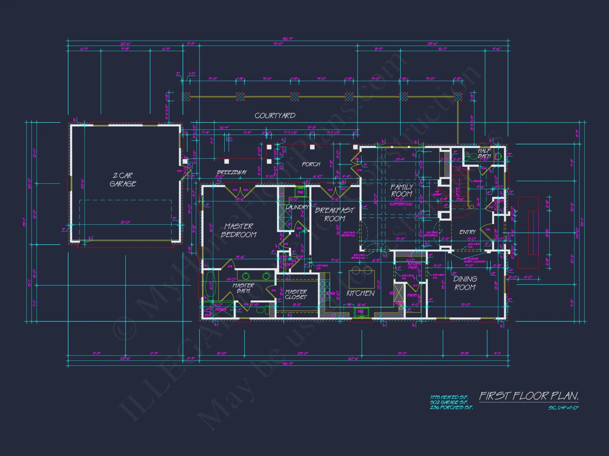Elegant House Floor Plan with CAD Architecture Designs