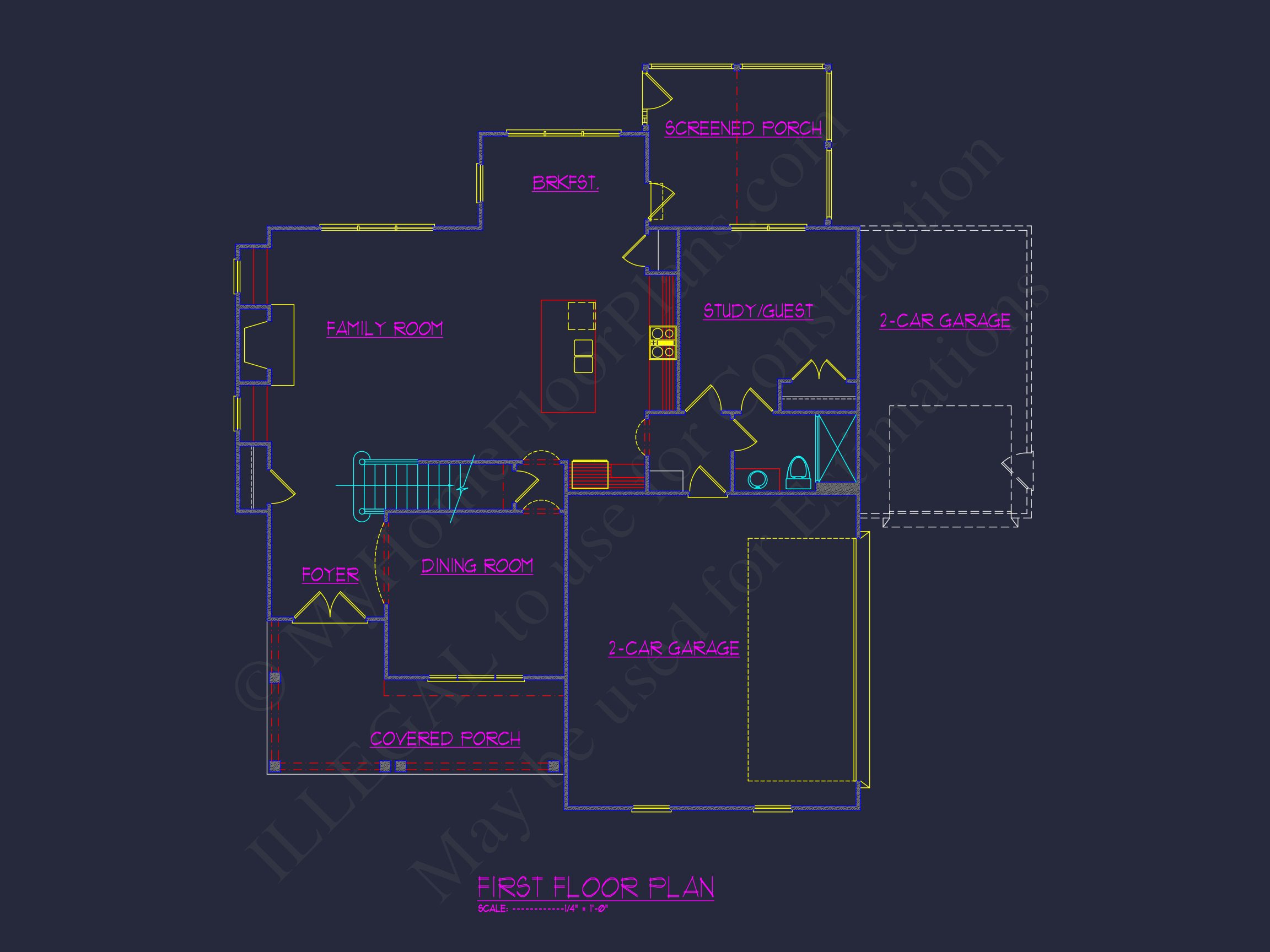 Elegant house Floor Plan with CAD Blueprint Designs
