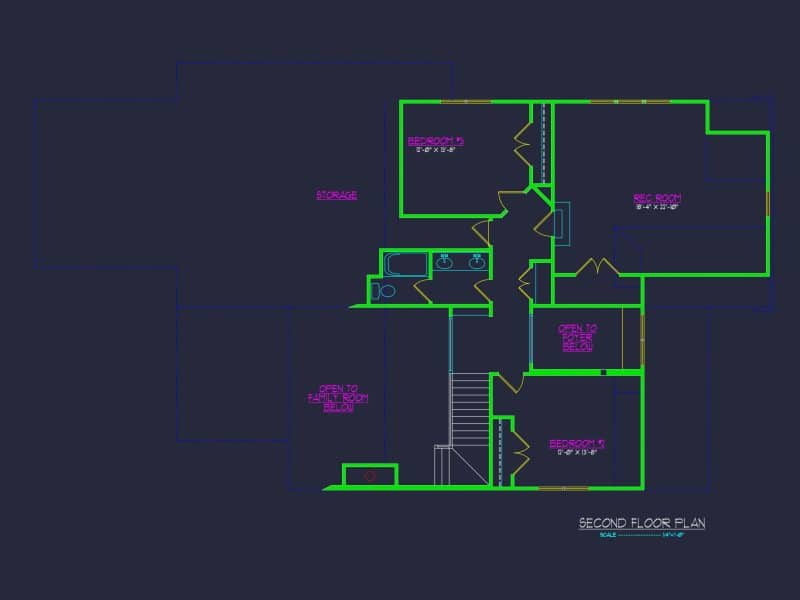 Elegant house Floor Plan with CAD Designs & Blueprint Features