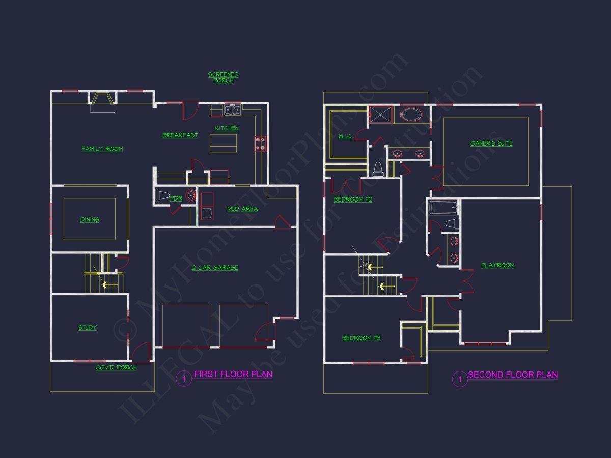 Elegant house Floor Plan with CAD Designs & Blueprints