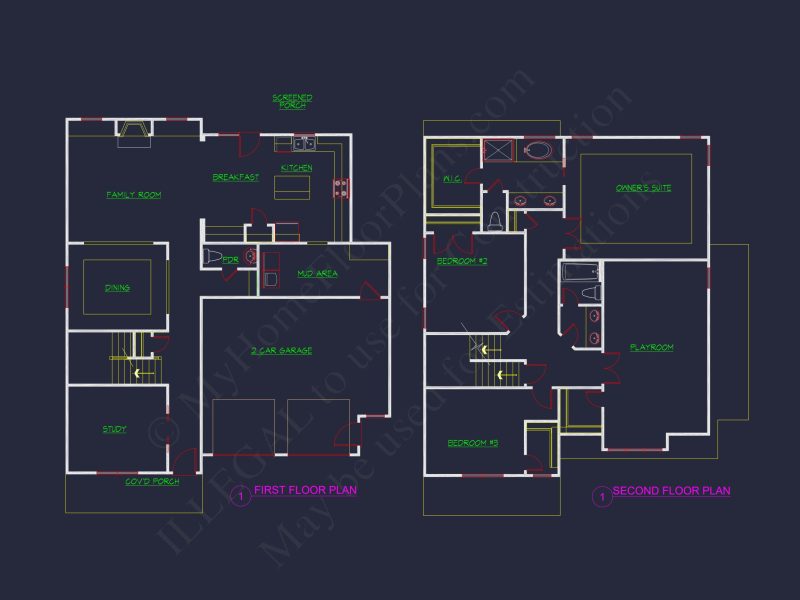 Elegant house Floor Plan with CAD Designs & Blueprints