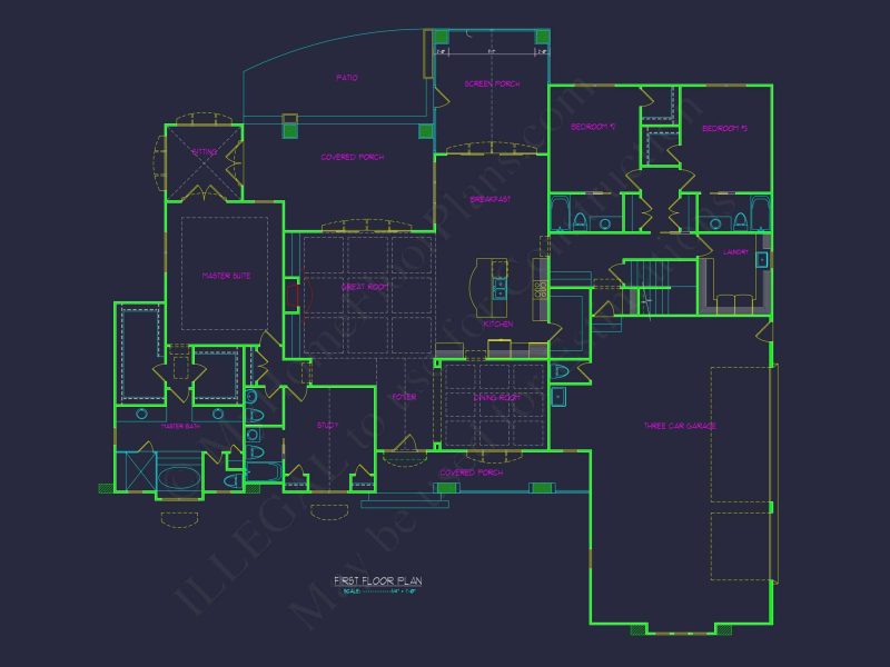 Elegant house Floor Plan with CAD Designs and Blueprint