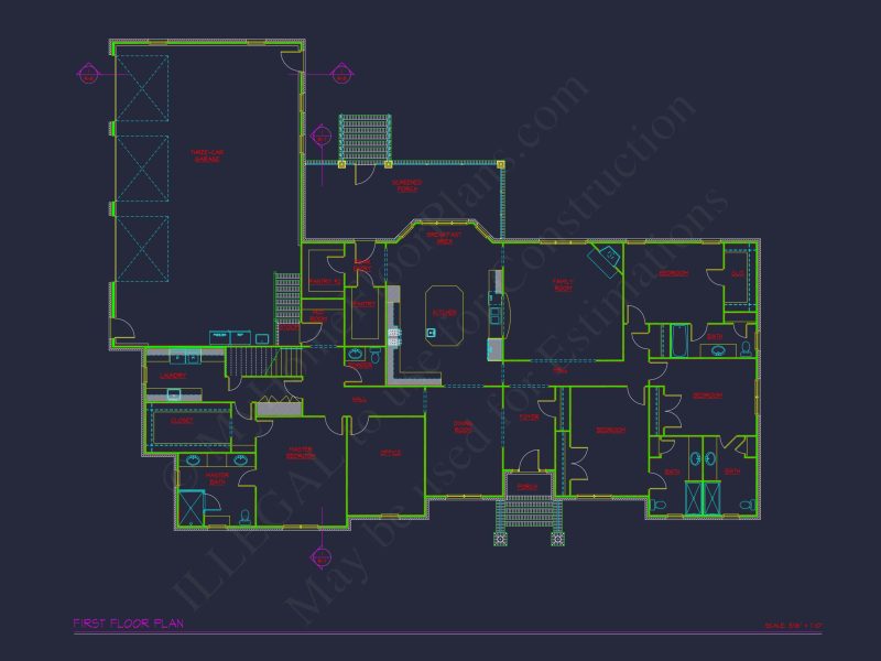 Elegant house Floor Plan with Detailed Blueprint and CAD Designs