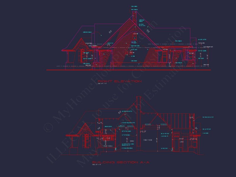 Elegant house Floor Plan with Detailed CAD Architecture Designs