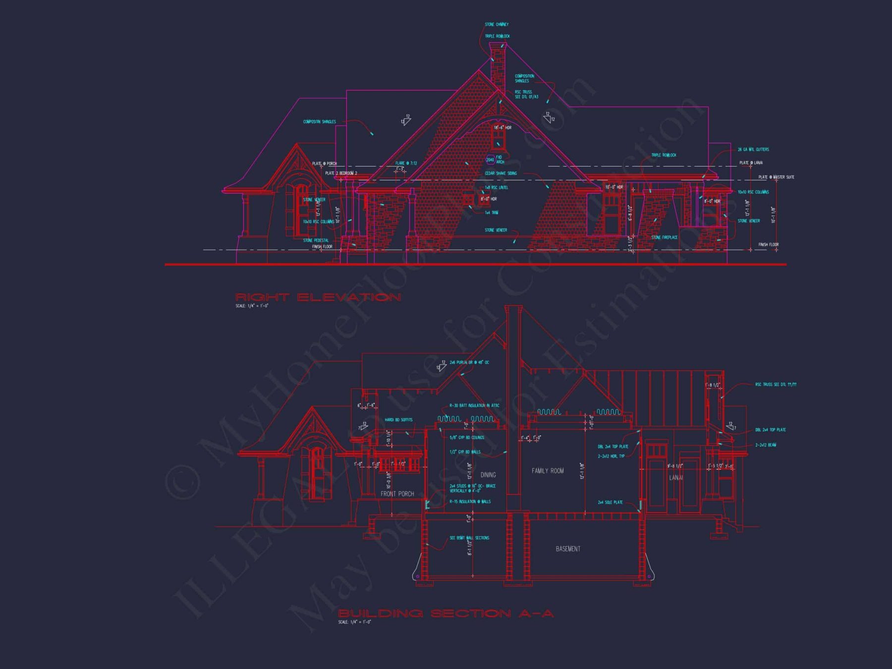 Elegant house Floor Plan with Detailed CAD Architecture Designs