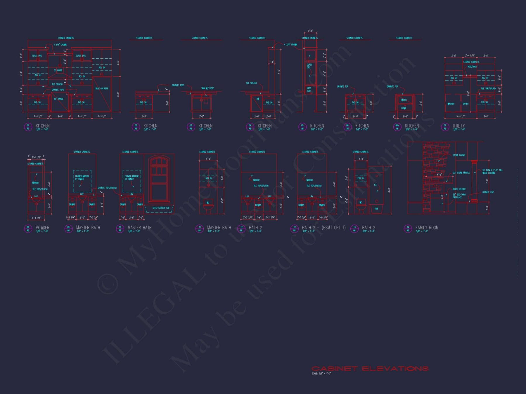 Elegant house Floor Plan with Detailed CAD Architecture Designs