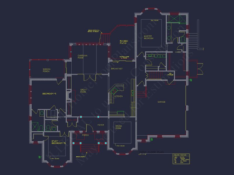 Elegant house Floor Plan with Detailed CAD Designs