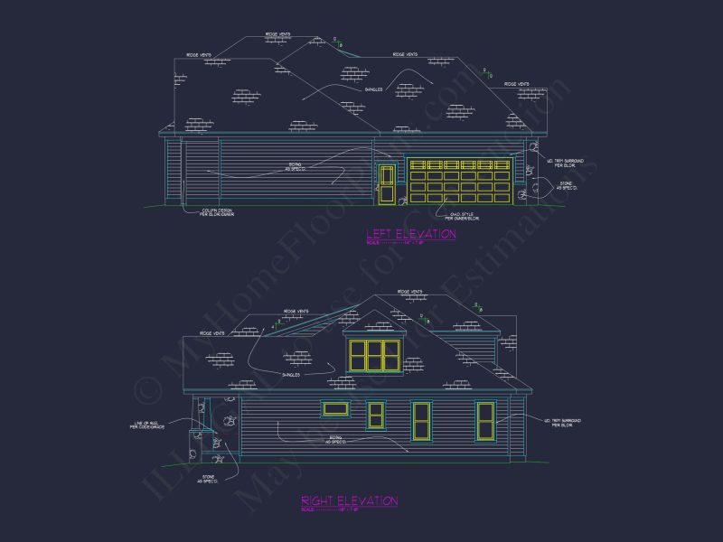 Elegant house Floor Plan with Detailed CAD Designs & Blueprints