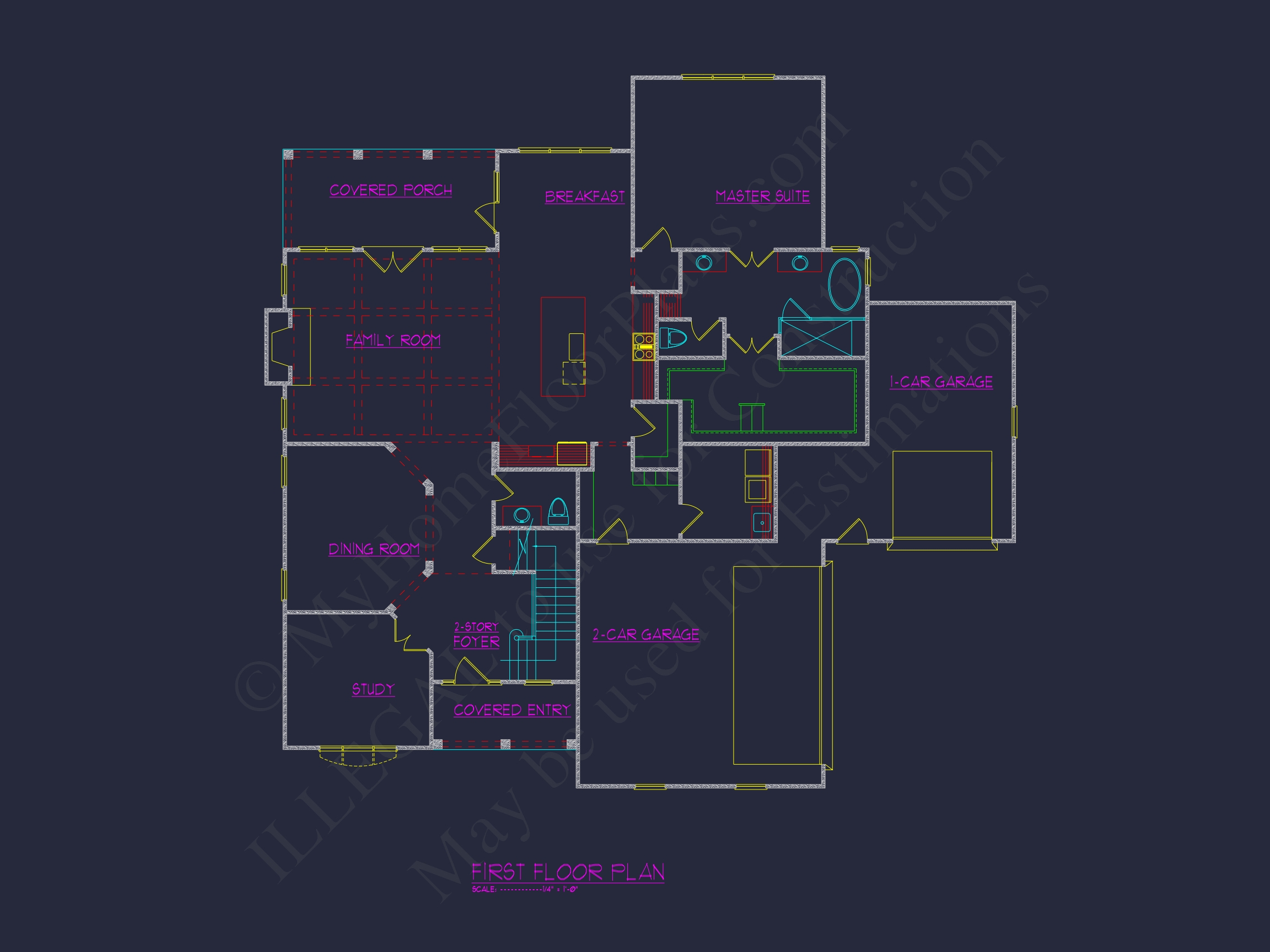 Elegant Home Floor Plan with Spacious Designs and CAD Blueprints