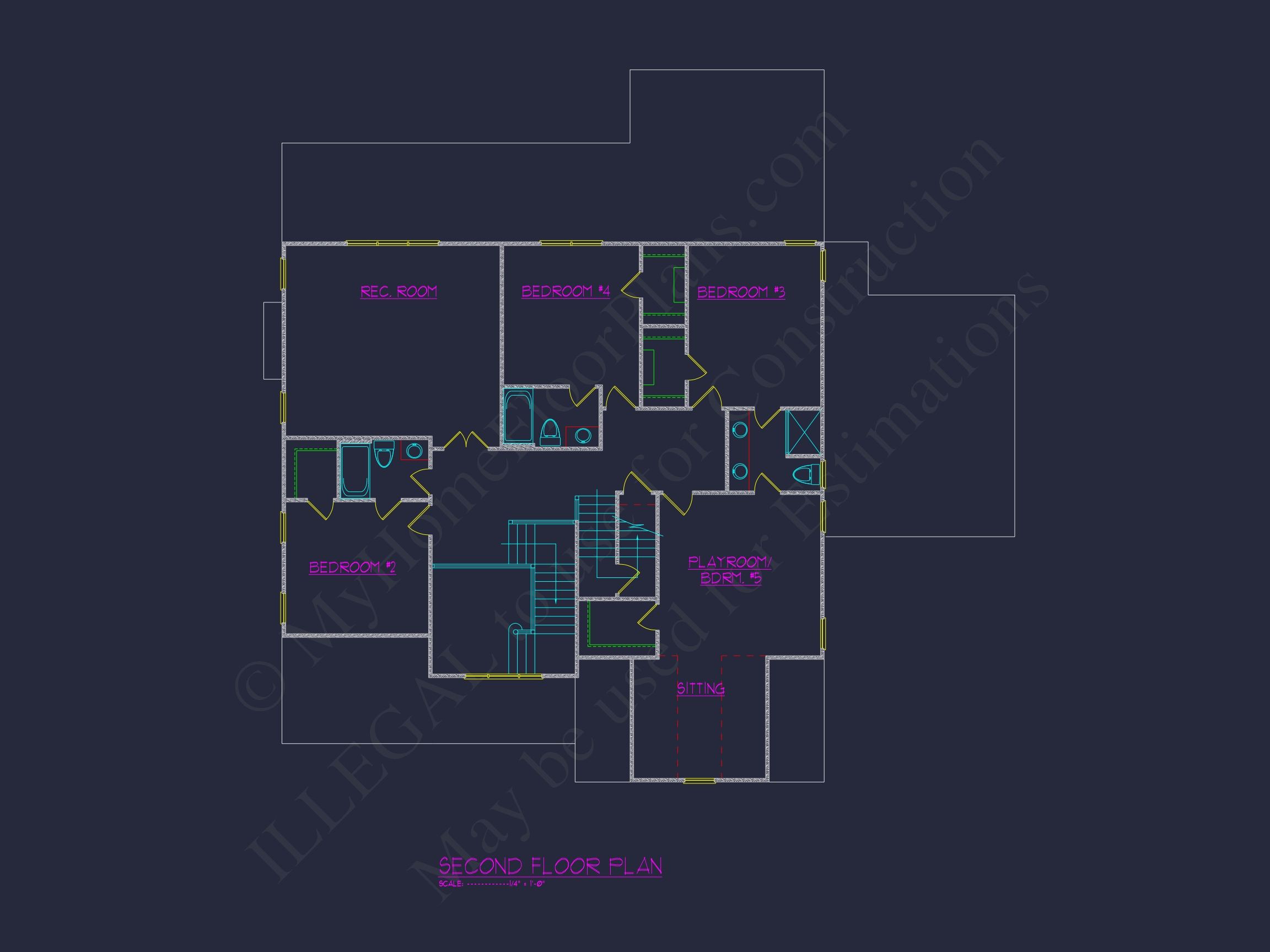 Elegant Home Floor Plan with Spacious Designs and CAD Blueprints