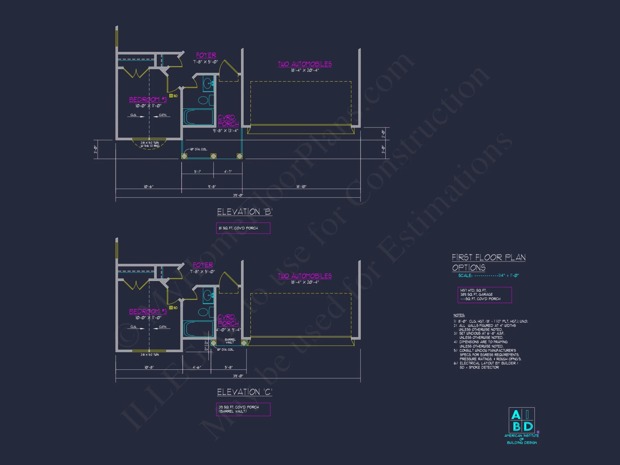 Elegant house Plan: 1.5 Story CAD Designs with 3 Bedrooms