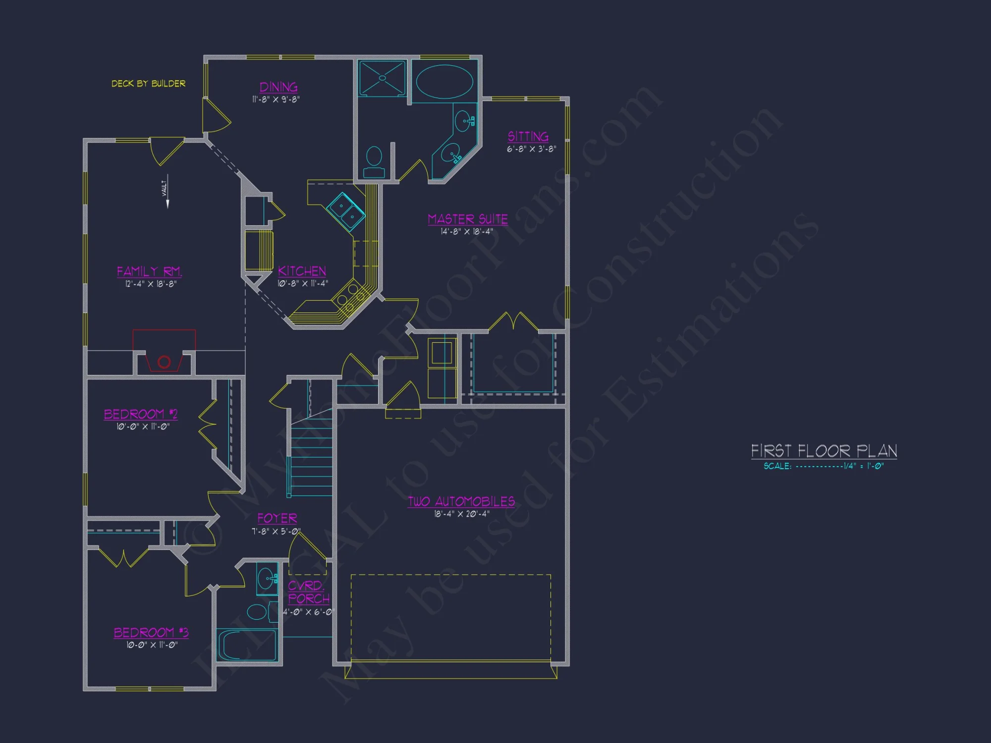 Elegant house Plan: 1.5 Story CAD Designs with 3 Bedrooms