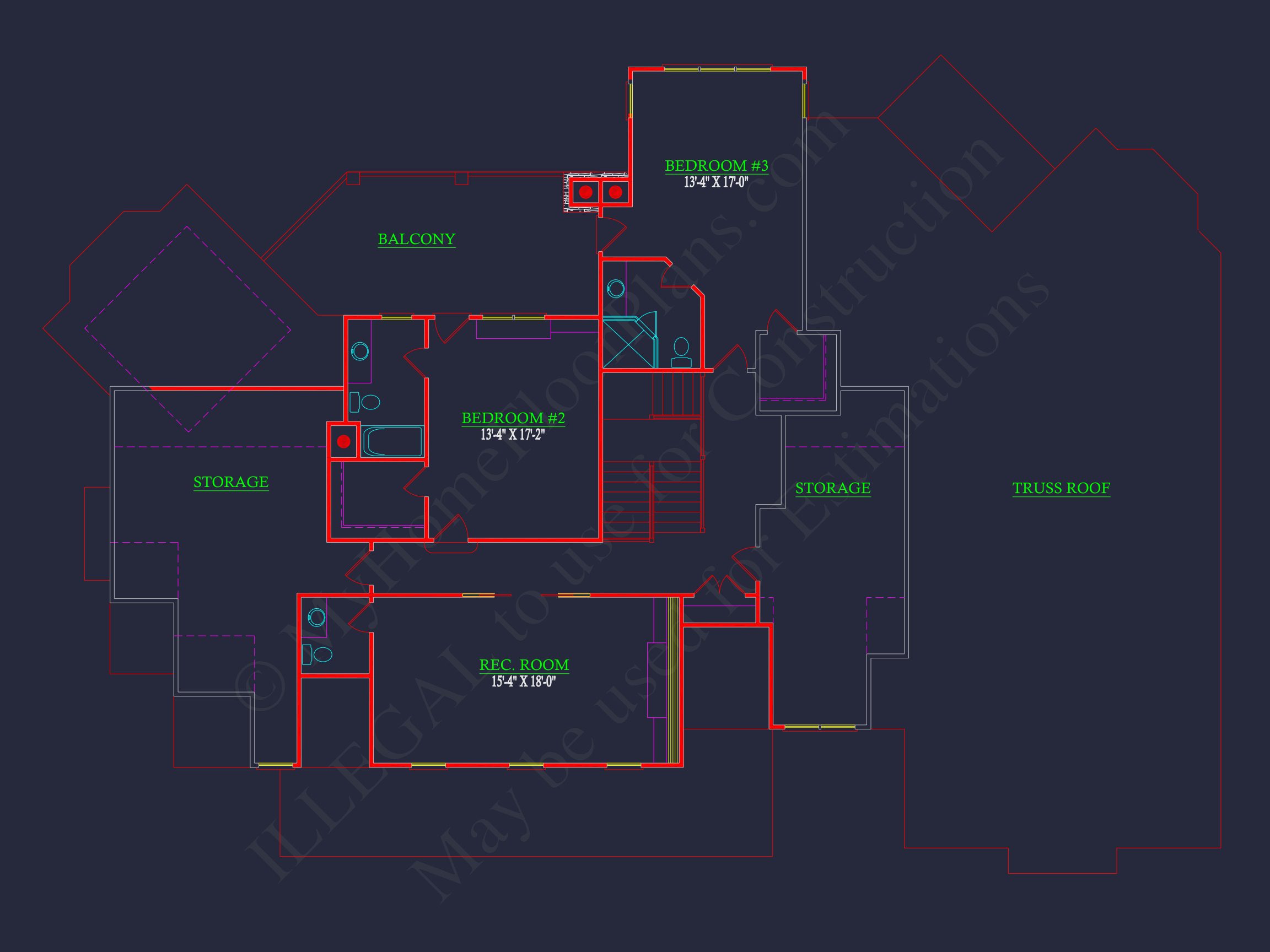 Elegant house Plan: 2-Story Colonial Floor Design with CAD