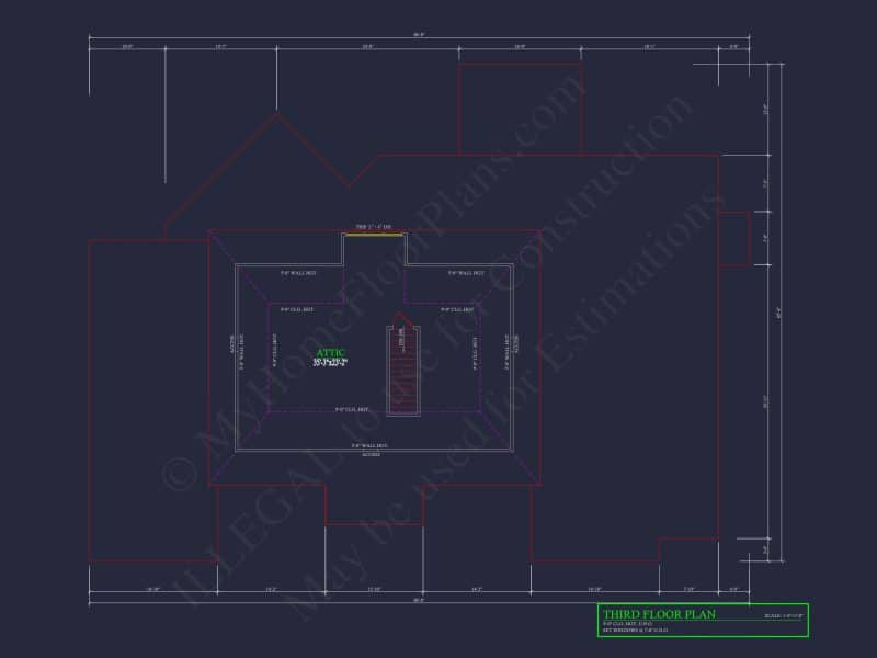 Elegant house Plan: 3.5-Story CAD Floor Blueprint Designs