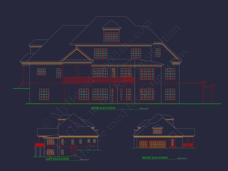 Elegant house Plan: 3.5-Story CAD Floor Blueprint Designs