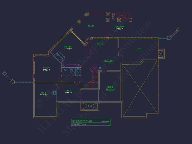 Elegant house Plan: 3.5-Story CAD Floor Blueprint Designs