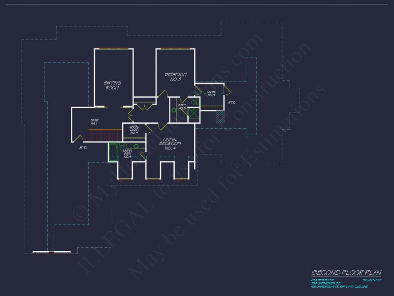 Elegant house Plan: CAD Architectural Blueprint with 4 Beds