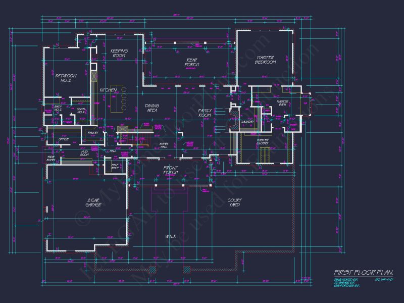 Elegant house Plan: CAD Architectural Blueprint with 4 Beds