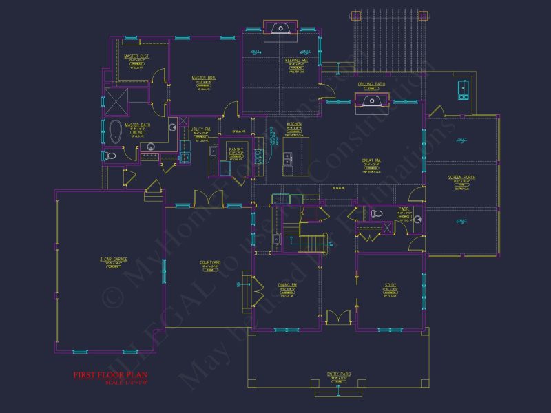 Elegant house Plan: Detailed Blueprint with CAD Architecture Designs