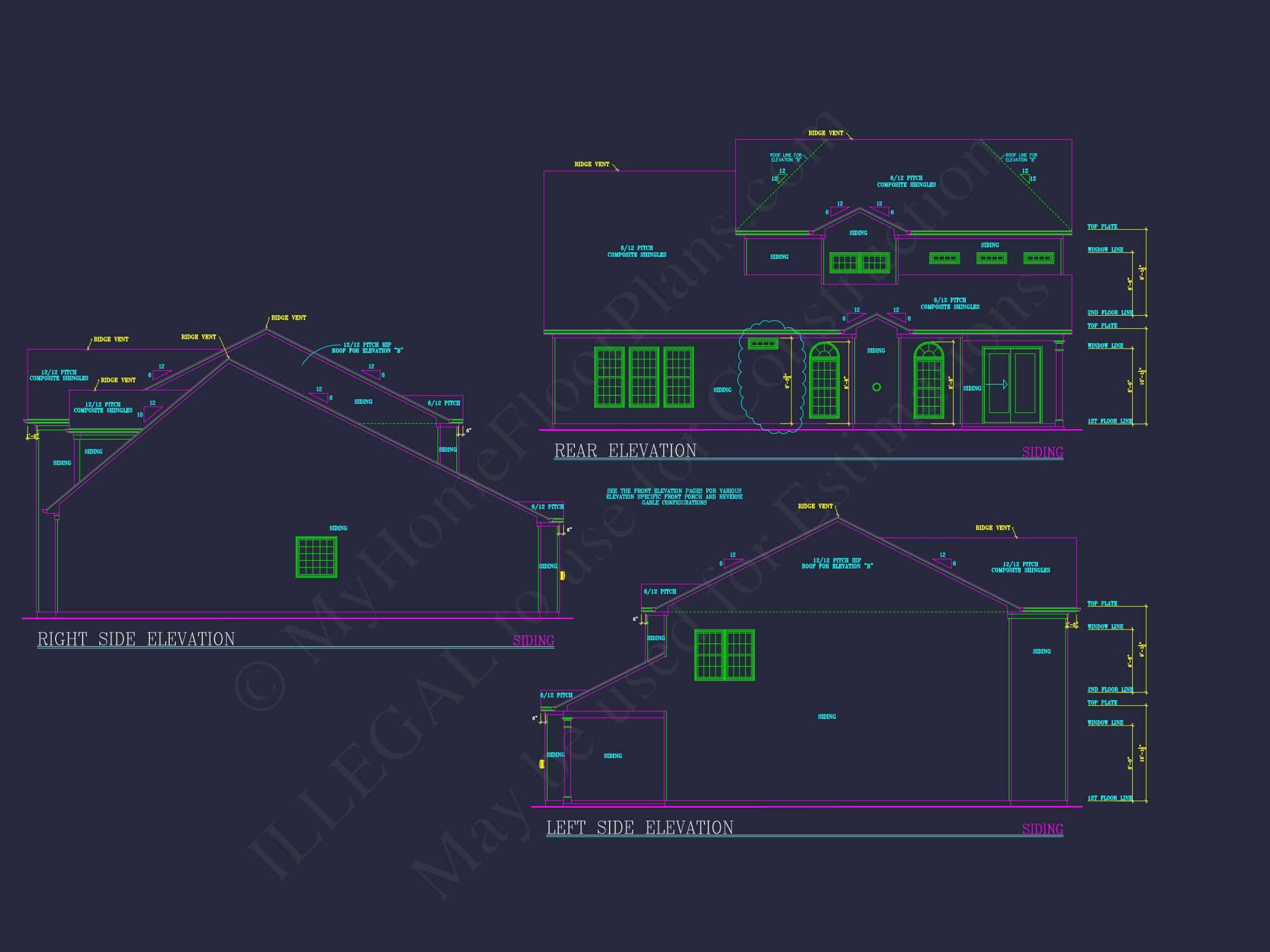 Elegant house Plan: Detailed Blueprints,CAD Designs & Floor Plans