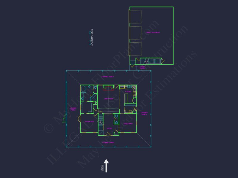 Elegant house Plan: Detailed Floor Plan Blueprints