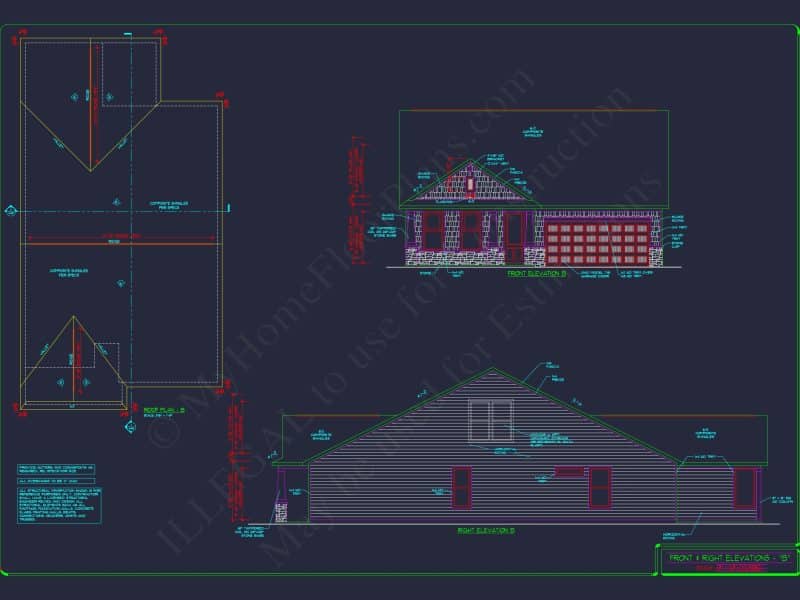 Elegant house Plan: Detailed Floor Plans with CAD Designs