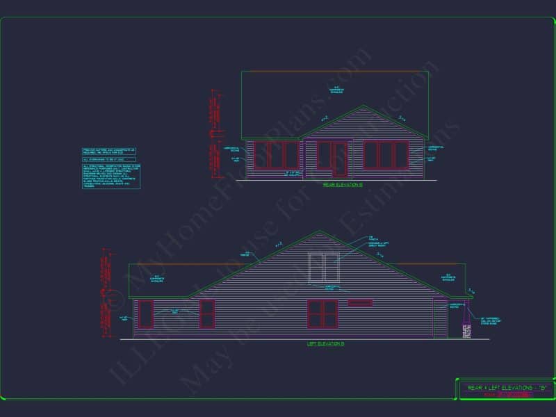 Elegant house Plan: Detailed Floor Plans with CAD Designs