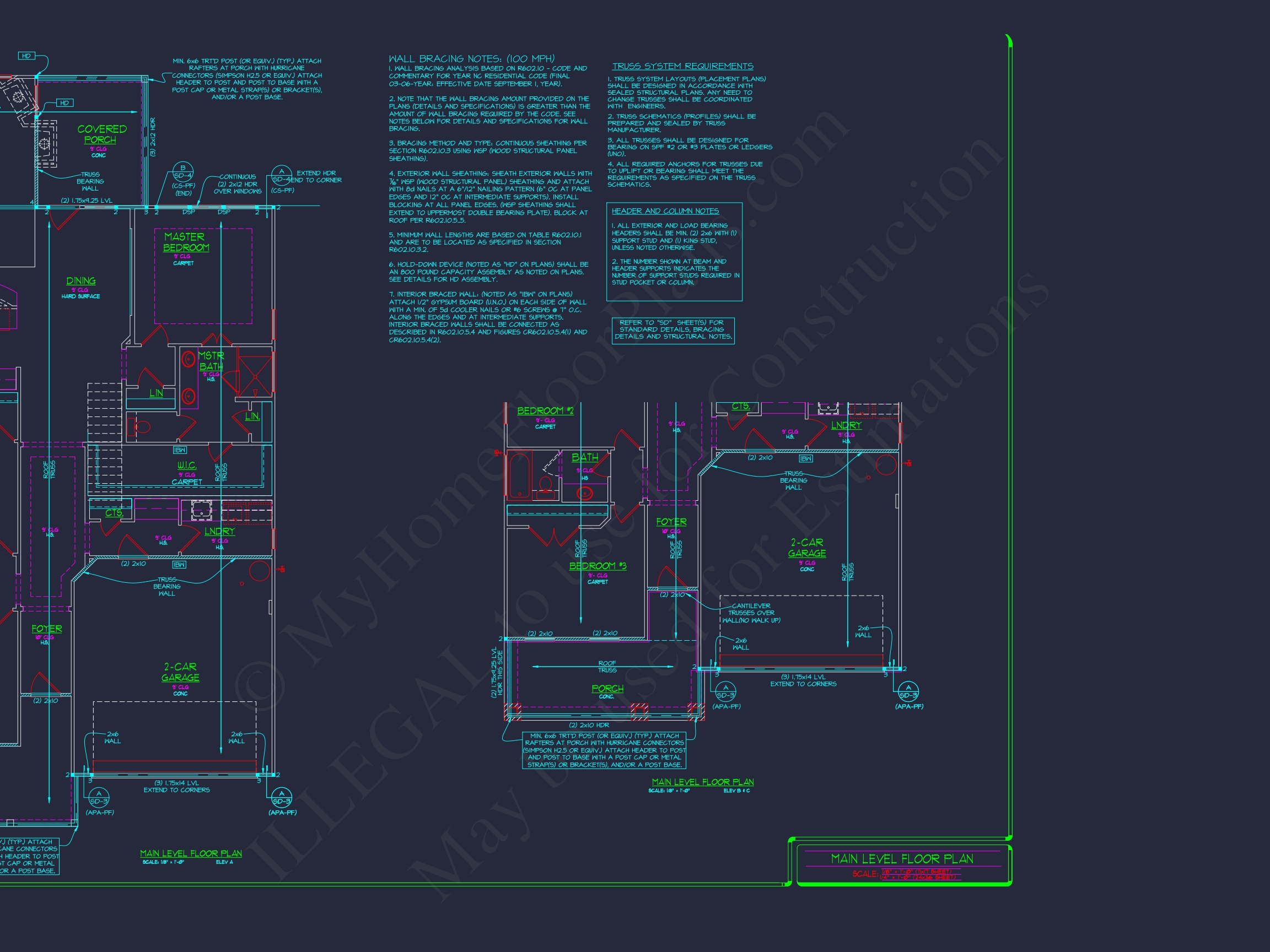 Elegant Home Plan: Detailed Floor Plans with CAD Designs