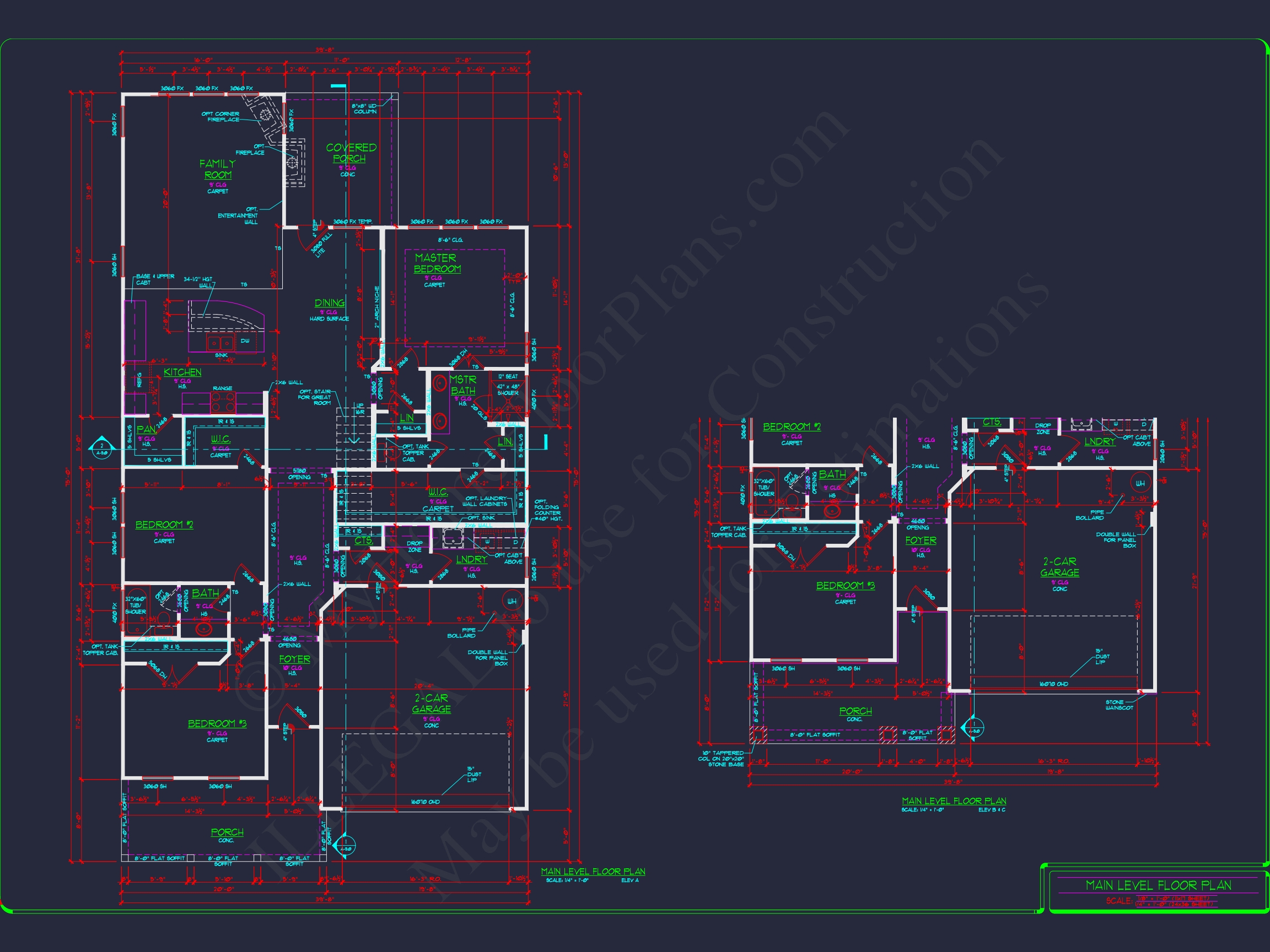 Elegant Home Plan: Detailed Floor Plans with CAD Designs