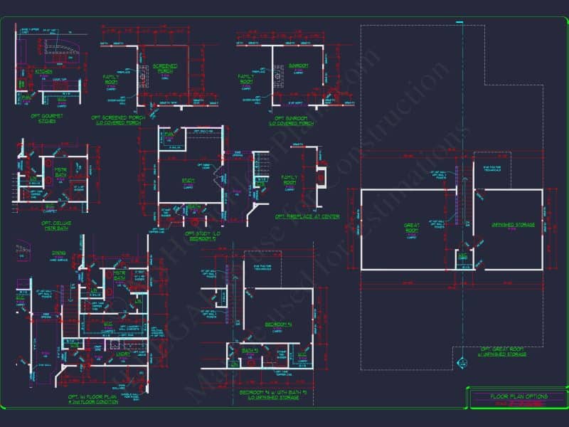 Elegant house Plan: Detailed Floor Plans with CAD Designs
