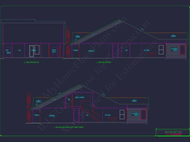 Elegant house Plan: Detailed Floor Plans with CAD Designs
