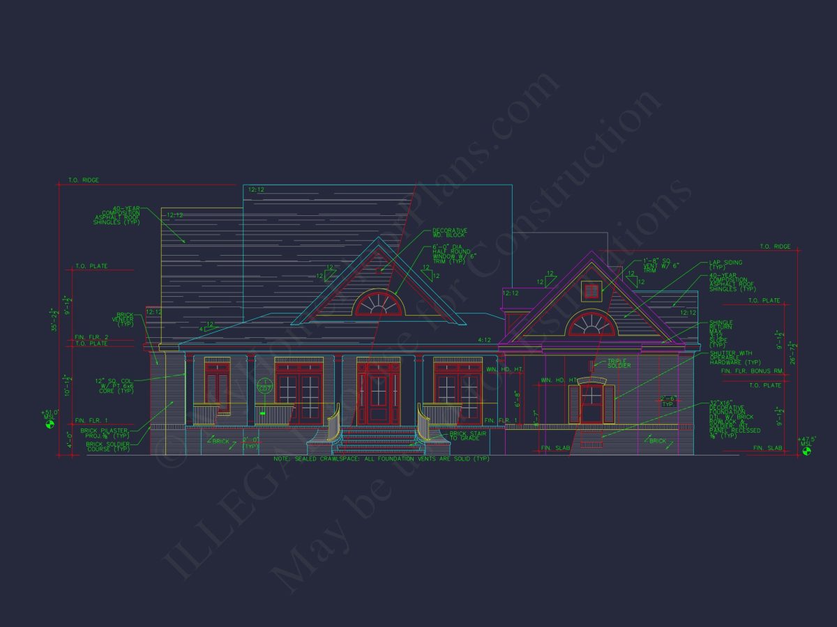 Elegant house Plan with 1.5 Floors, CAD Designs & Blueprints