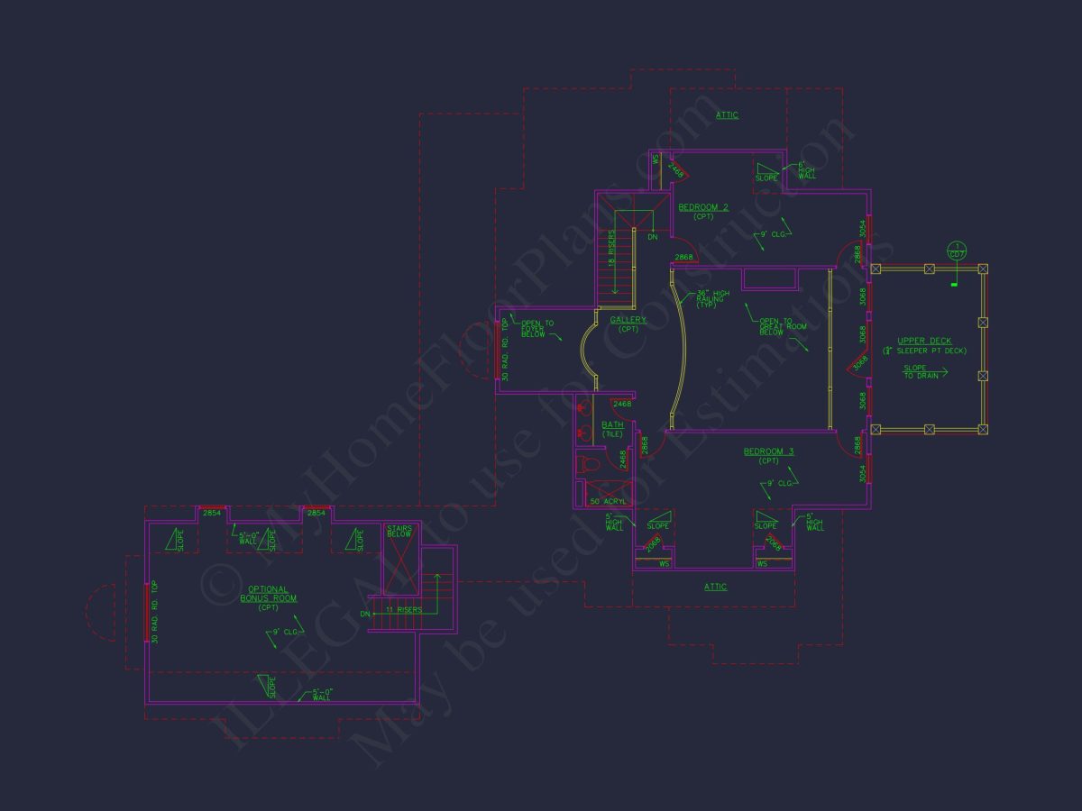 Elegant house Plan with 1.5 Floors, CAD Designs & Blueprints