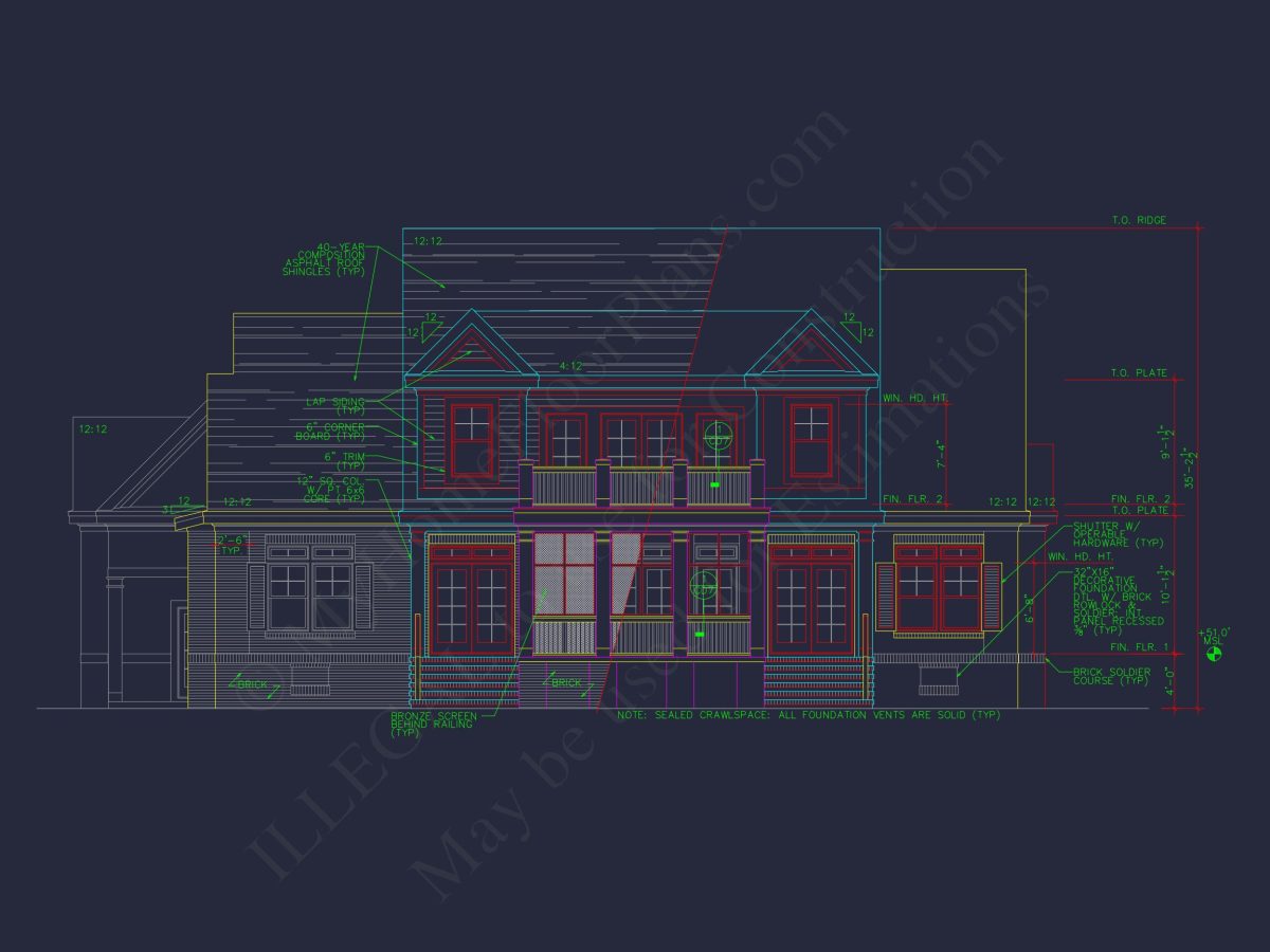 Elegant house Plan with 1.5 Floors, CAD Designs & Blueprints